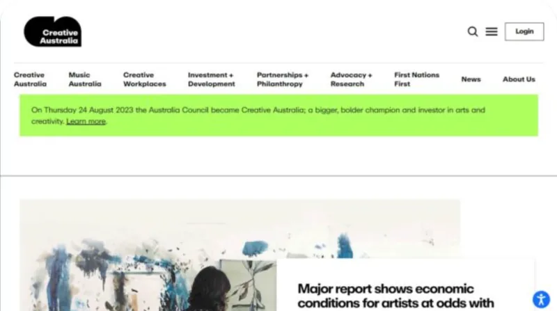 Creative Australia homepage